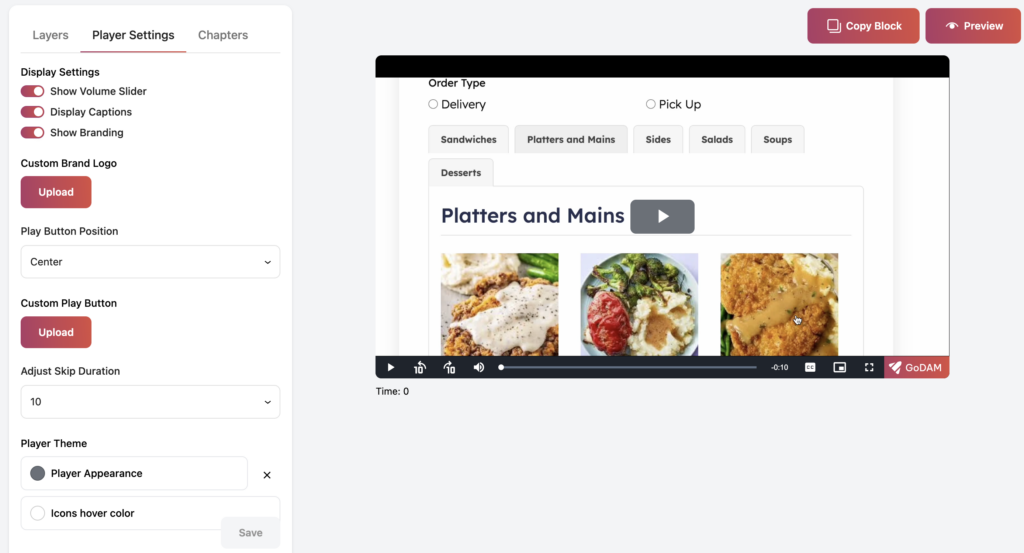 GoDAM interface