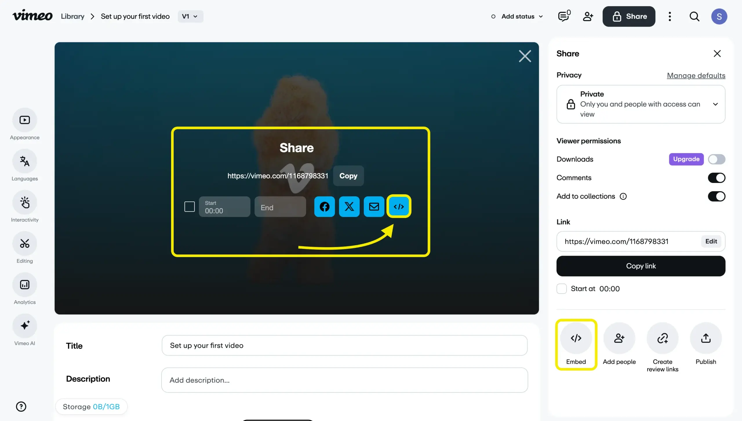 Vimeo Video in WordPress  - iFrame embed code