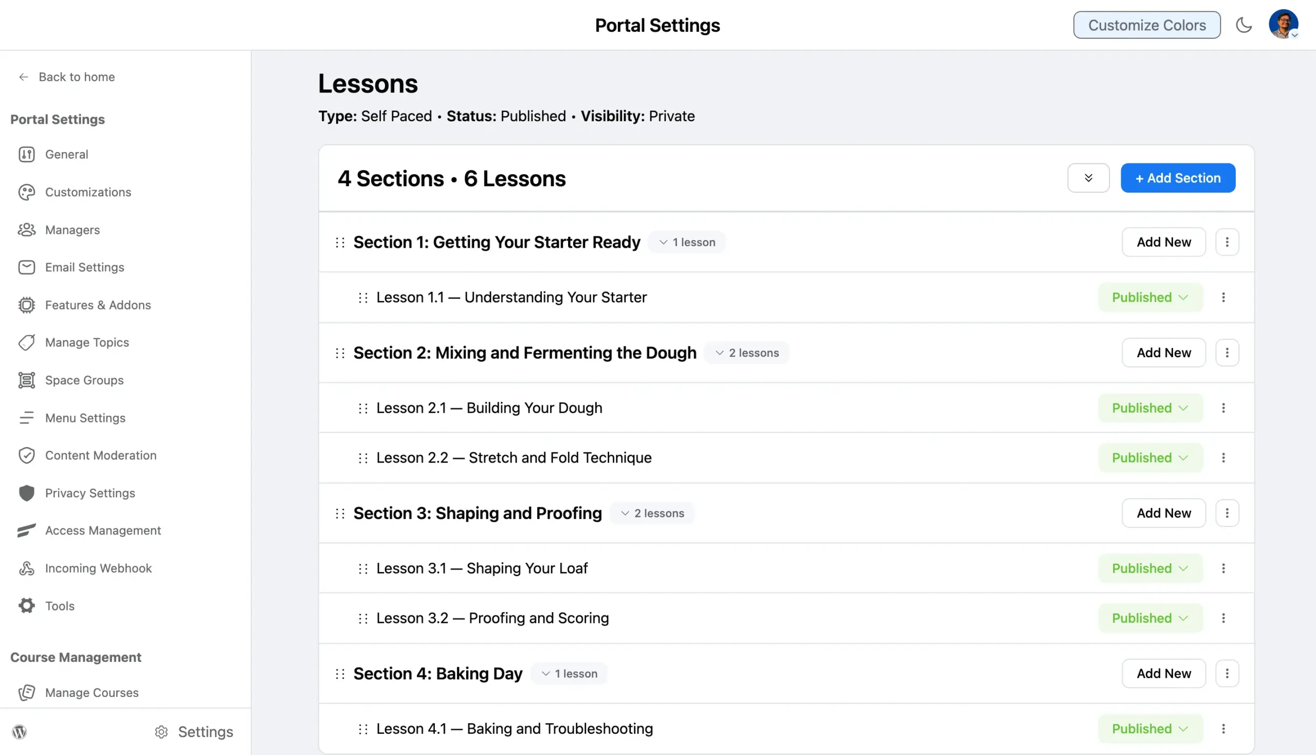 Course-lesson-drip for weekly posting kadence for a video series.