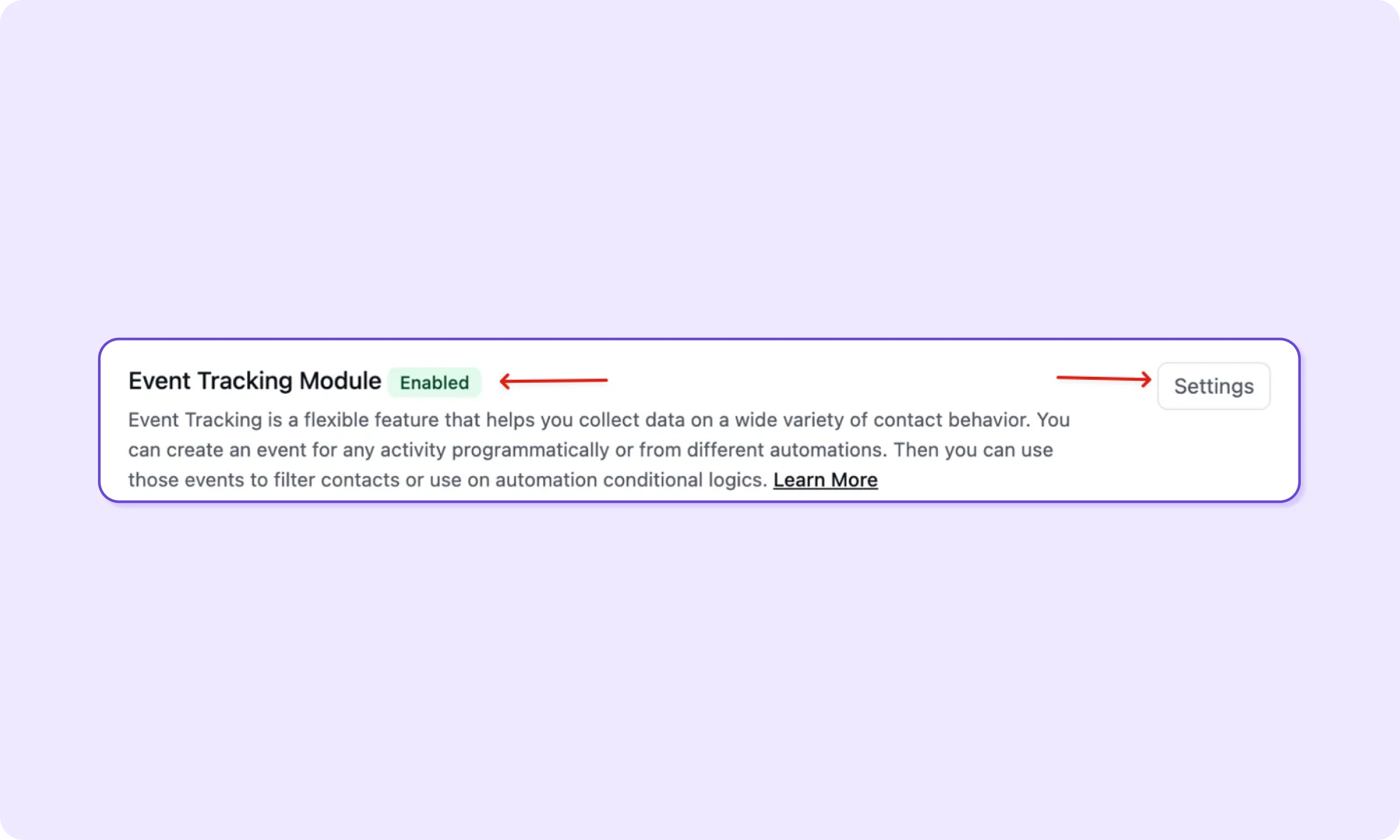 Event tracking module inside FluentCRM is "Enabled".