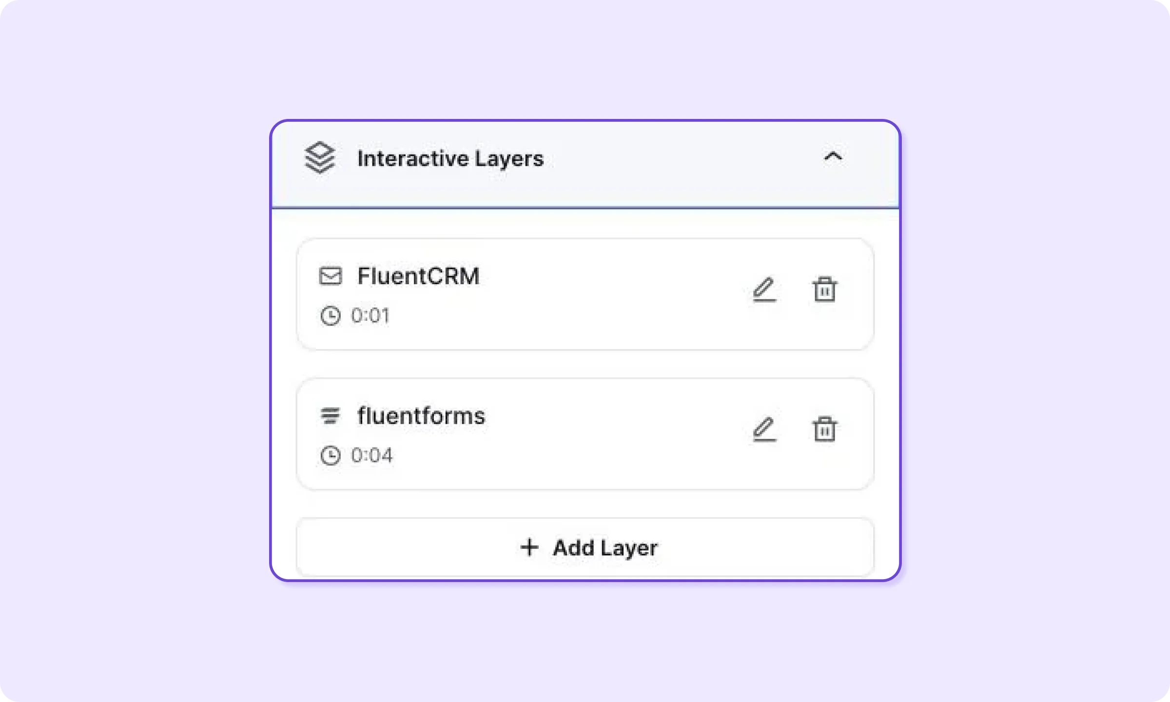 FluentPlayer free interactive layers - FluentCRM and FluentCRM is put inside a video. 