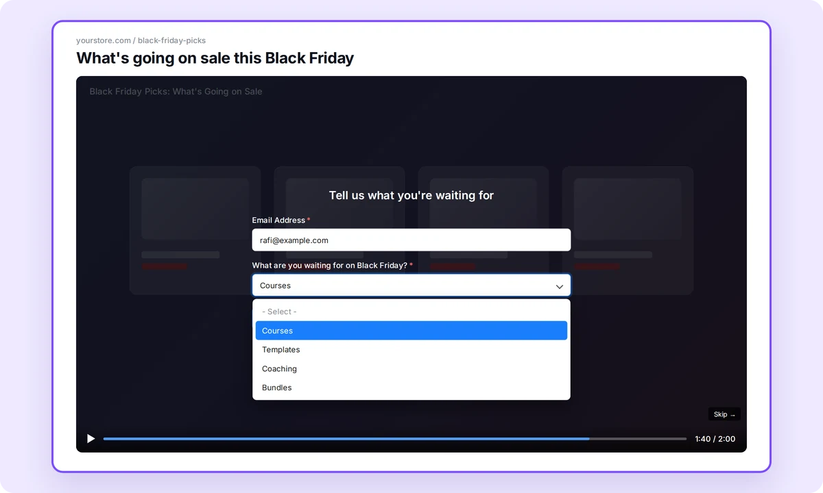 Customer Interest Form for Black Friday