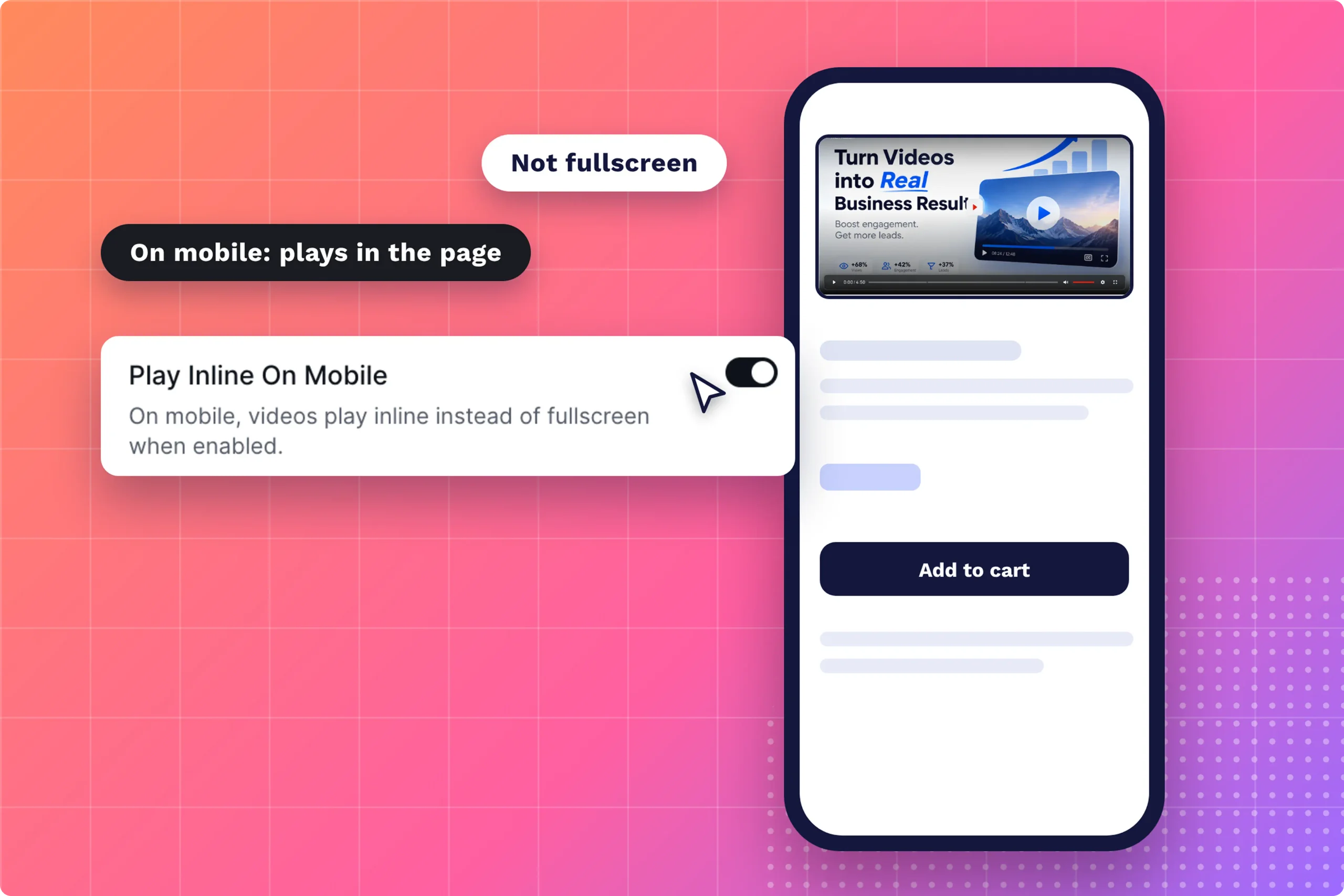 FluentPlayer feature "Play Inline On Mobile" toggled on. 